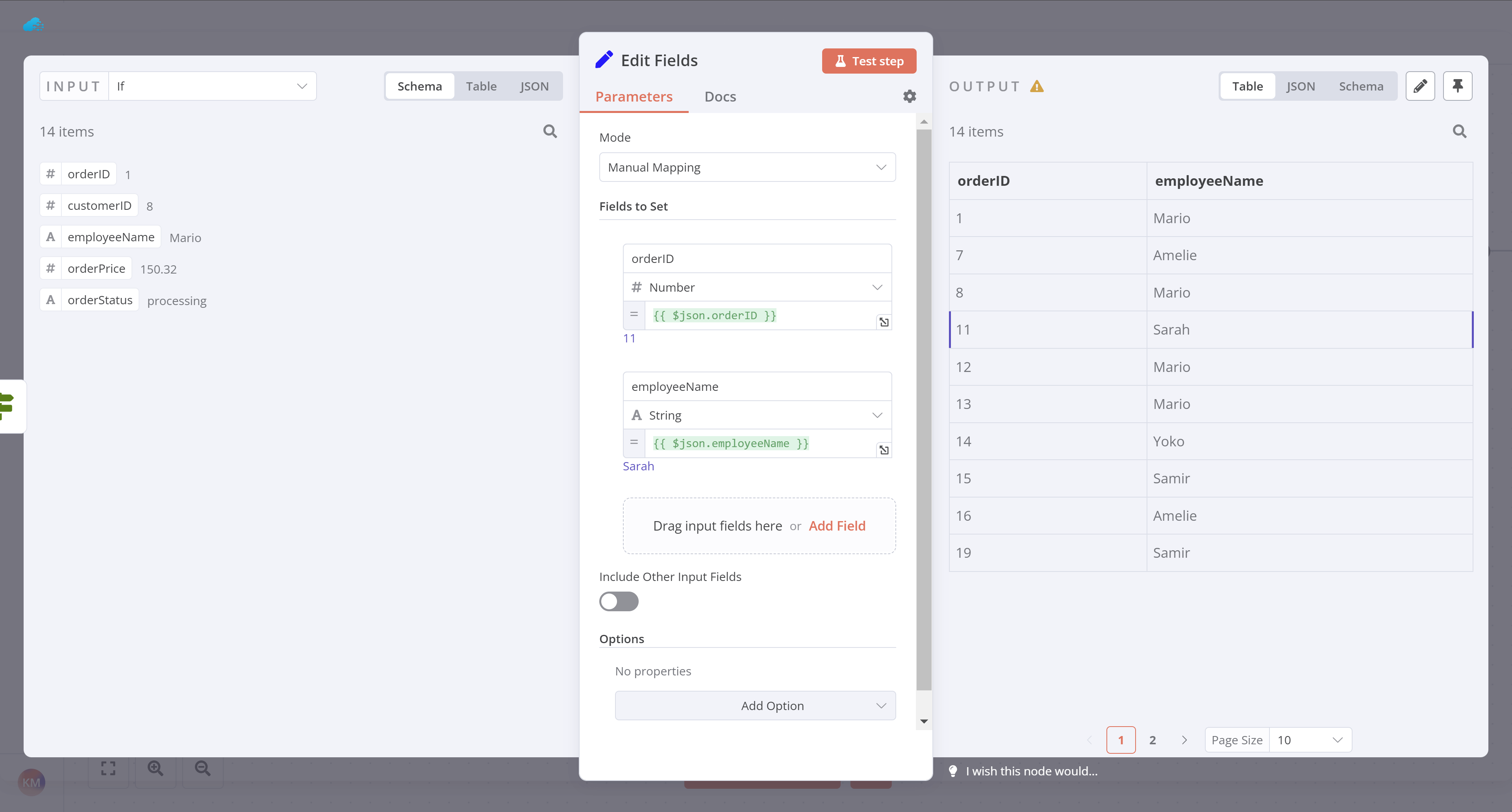 Edit Fields (Set) node