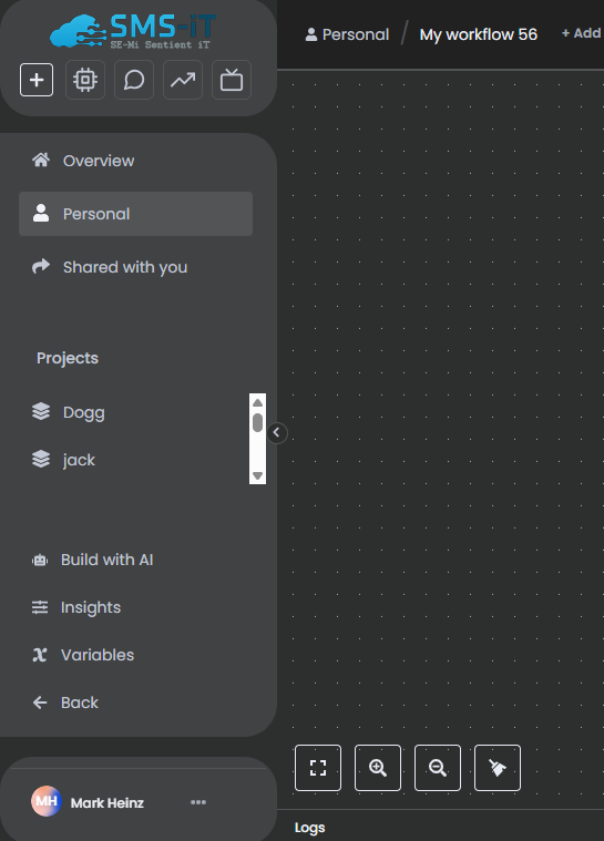 Editor UI left-side menu