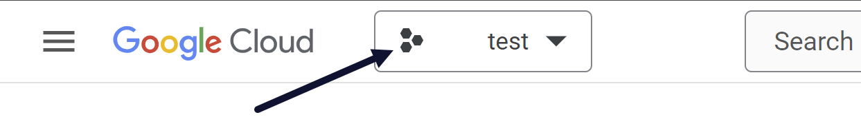The project dropdown in the Google Cloud top navigation